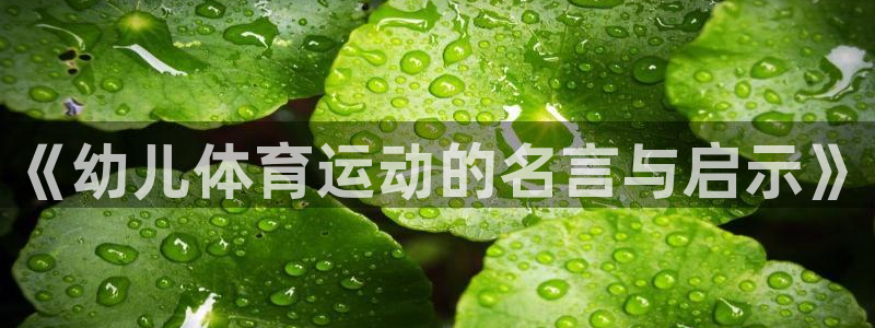 bbin视讯：《幼儿体育运动的名言与启示》